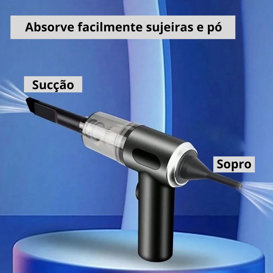 Aspirador de pó sem fio 120W de alta potência – portátil, uso duplo para casa e carro, cor preta