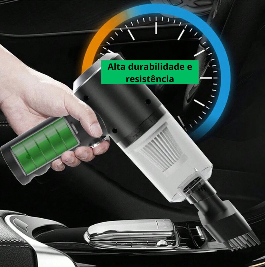 Aspirador de pó sem fio 120W de alta potência – portátil, uso duplo para casa e carro, cor preta