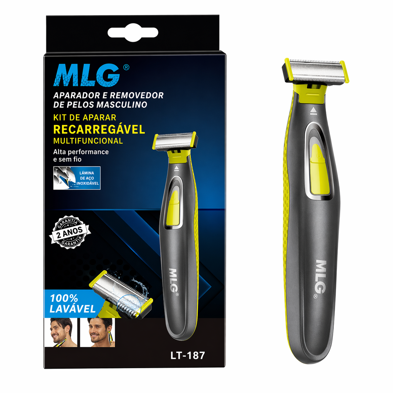 Aparador elétrico MLG para homens e mulheres, portátil, para corpo inteiro, com carregamento USB, lâmina em formato T, ideal para barba e axilas, lavável.