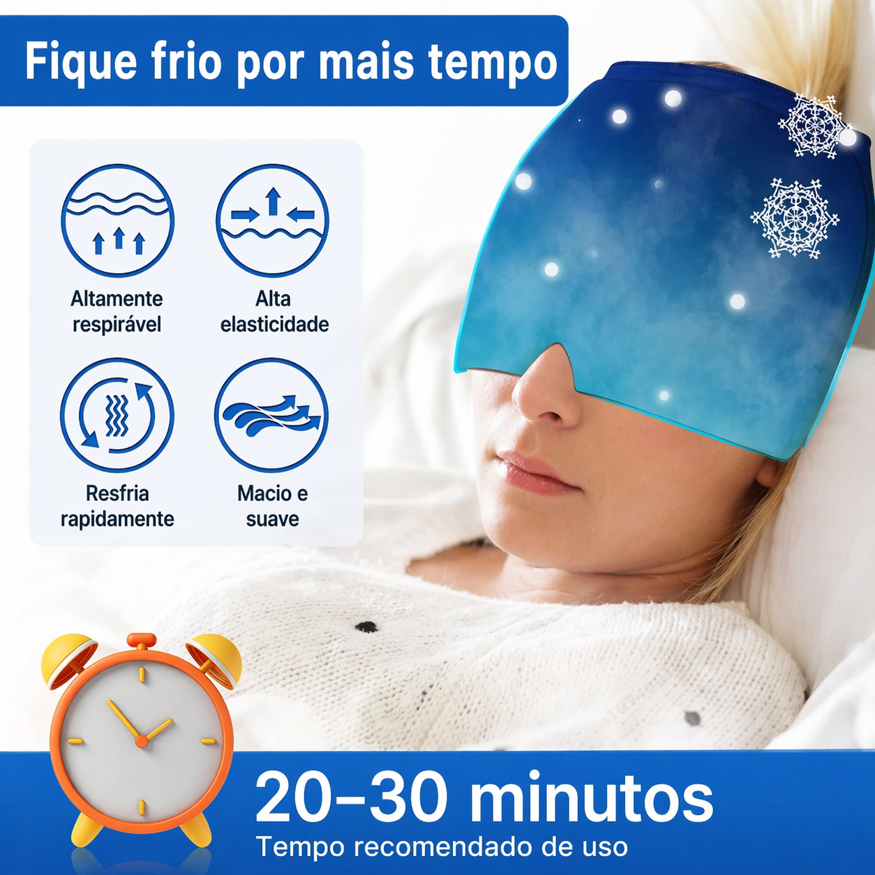 Touca Gelada para Enxaqueca e Dor de Cabeça – Terapia Fria e Quente