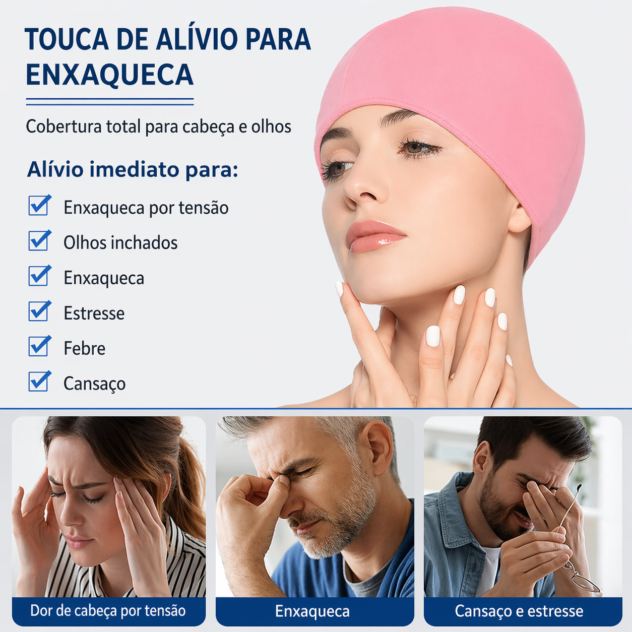 Touca Gelada para Enxaqueca e Dor de Cabeça – Terapia Fria e Quente