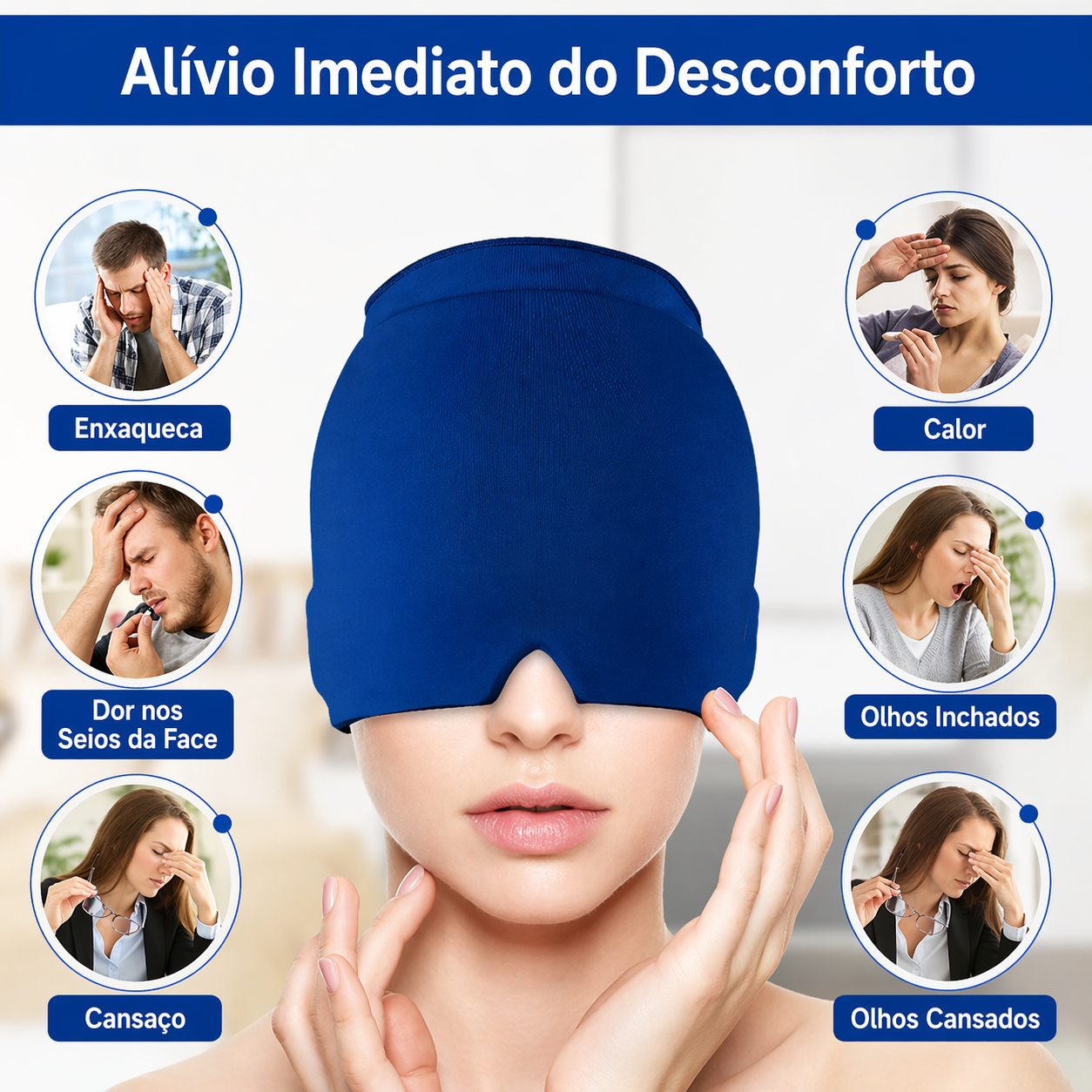 Touca Gelada para Enxaqueca e Dor de Cabeça – Terapia Fria e Quente