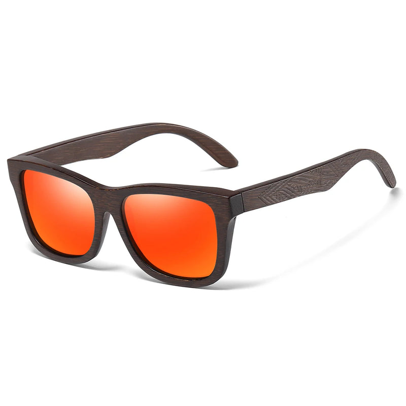 Óculos de Sol de Madeira de Bambu Natural GM – Feito à Mão, Lentes Polarizadas com Revestimento Espelhado, Acompanhado de Caixa de Presente