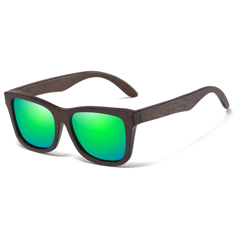 Óculos de Sol de Madeira de Bambu Natural GM – Feito à Mão, Lentes Polarizadas com Revestimento Espelhado, Acompanhado de Caixa de Presente