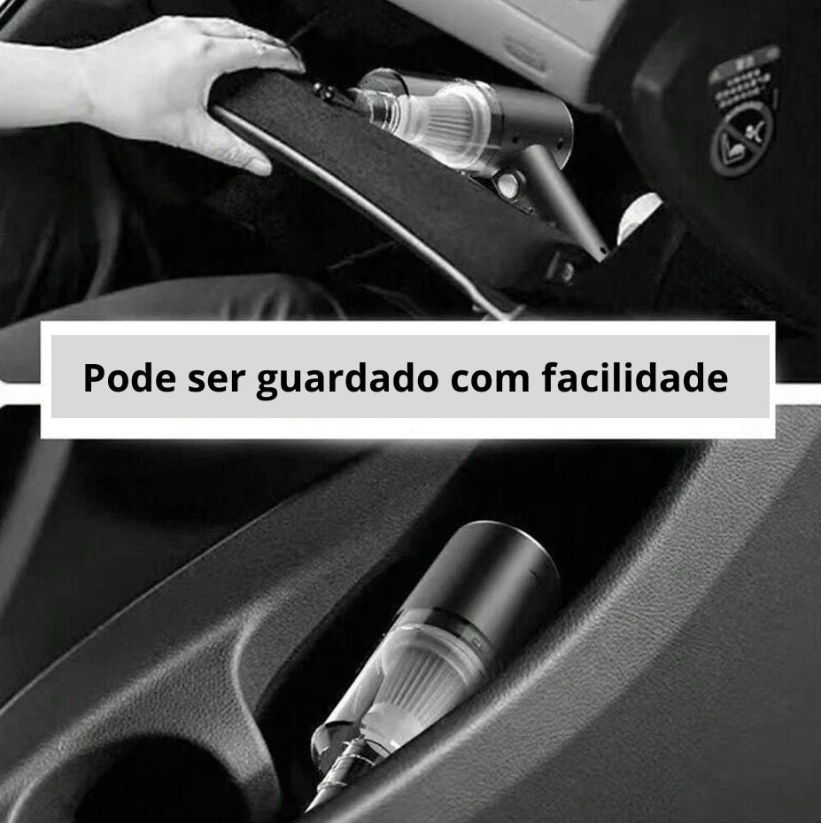 Aspirador de pó sem fio 120W de alta potência – portátil, uso duplo para casa e carro, cor preta