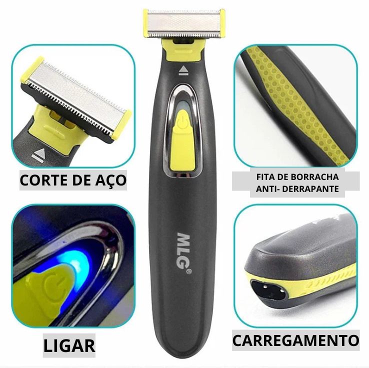 Aparador elétrico MLG para homens e mulheres, portátil, para corpo inteiro, com carregamento USB, lâmina em formato T, ideal para barba e axilas, lavável.