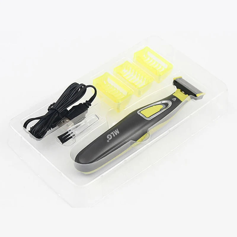 Aparador elétrico MLG para homens e mulheres, portátil, para corpo inteiro, com carregamento USB, lâmina em formato T, ideal para barba e axilas, lavável.