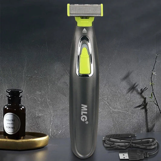 Aparador elétrico MLG para homens e mulheres, portátil, para corpo inteiro, com carregamento USB, lâmina em formato T, ideal para barba e axilas, lavável.