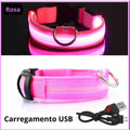Coleira de Cachorro com LED Luminoso – Ajustável, Piscante, Recarregável, Coleira Brilhante para a Noite, Antiperda